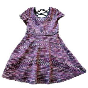 Girls Skater Dress Ten Sixty Sherman Black Pink Purple Knit Size S JJ1138